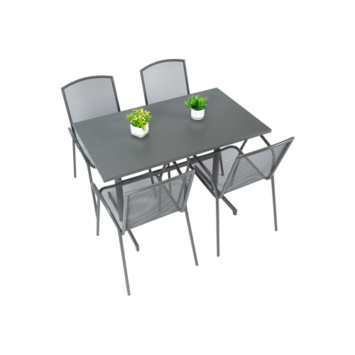 117*70cm Rectangle Folding Table and 4 Mesh Armchairs